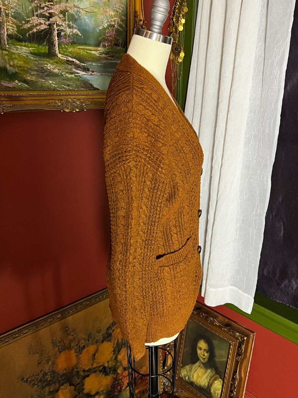 Rusty Color Knit Cardigan - Picture 3 of 11
